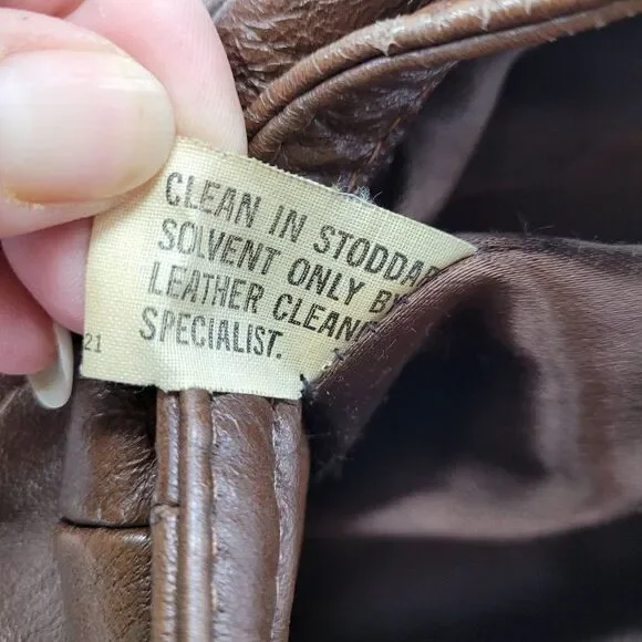 70s Leather Jacket Mottled Crackle Brown Duster Blazer Button Hippy Streetwear L - Picture 13 of 14